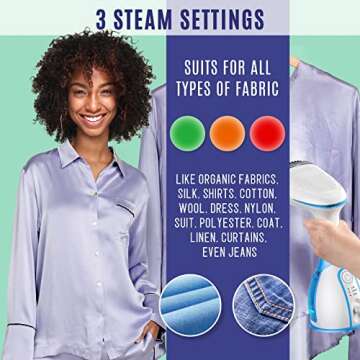 Steamer for Clothes, 15s Heat-up Handheld Clothes Steamer with Large 300ml Tank, 1300W Garment Steamer Fabric Wrinkle Remover, 3 Continuous Steam Modes, Portable Steam Iron for Travel and Home