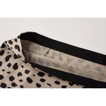 Keasmto Leopard Print Casual Satin Midi Skirt for Women