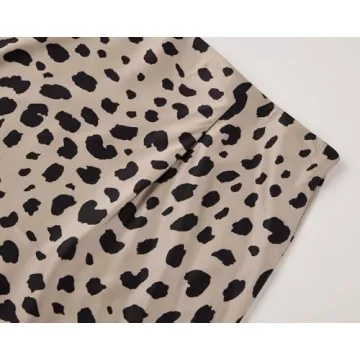 Keasmto Leopard Print Casual Satin Midi Skirt for Women