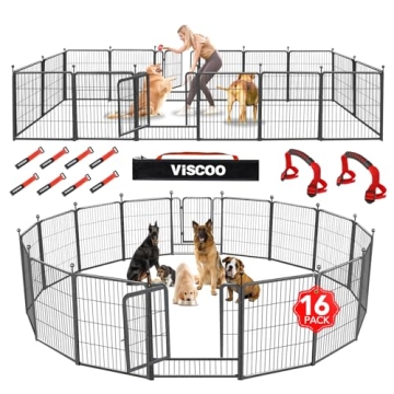 VISCOO Dog Playpen Outdoor - 16 Panels, 32" H Metal Pet Fence for Medium/Small Dogs
