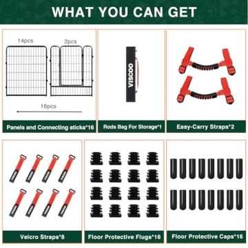 VISCOO Dog Playpen - Indoor/Outdoor 16 Panels Metal Fence