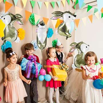 32'' Giant Floating Woodland Bunny Balloons Easter Rabbit Foil Helium Mylar Balloons for Baby Shower...