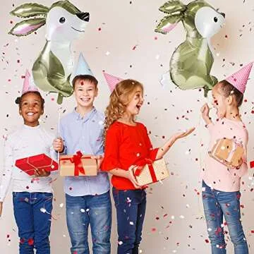 32'' Giant Floating Woodland Bunny Balloons Easter Rabbit Foil Helium Mylar Balloons for Baby Shower Kids' Boys Girls Birthday Party Supplies，6 Pack Animal Farm Themed Party Home Festival Decorations