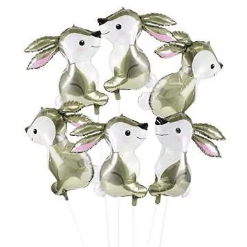 32'' Giant Floating Woodland Bunny Balloons Easter Rabbit Foil Helium Mylar Balloons for Baby Shower Kids' Boys Girls Birthday Party Supplies，6 Pack Animal Farm Themed Party Home Festival Decorations