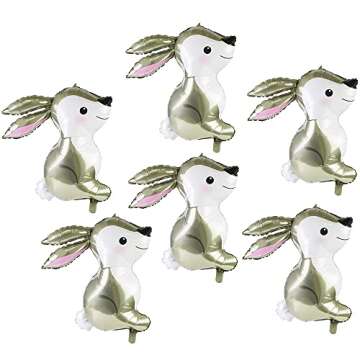 32'' Giant Floating Woodland Bunny Balloons Easter Rabbit Foil Helium Mylar Balloons for Baby Shower Kids' Boys Girls Birthday Party Supplies，6 Pack Animal Farm Themed Party Home Festival Decorations