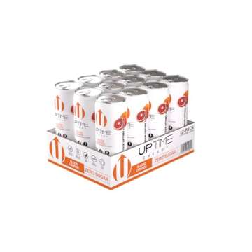 UPTIME Energy Drink, Blood Orange Sparkling, 12 Pack, Vitamin C, L Theanine, Calcium, Sugar Free Energy Drinks for Focus Support, 142mg of Natural Caffeine, 0 Calories, Clean, Natural, 12 fl oz Cans