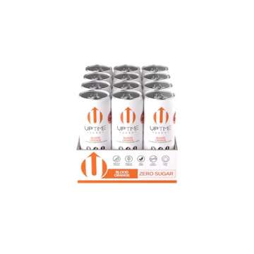 UPTIME Energy Drink, Blood Orange Sparkling, 12 Pack, Vitamin C, L Theanine, Calcium, Sugar Free Energy Drinks for Focus Support, 142mg of Natural Caffeine, 0 Calories, Clean, Natural, 12 fl oz Cans
