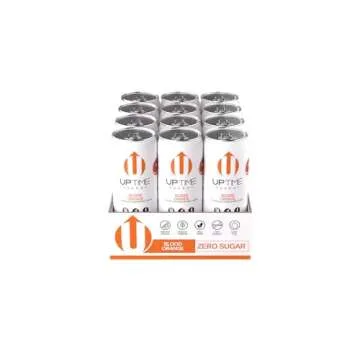 UPTIME Energy Drink, Blood Orange Sparkling, 12 Pack, Vitamin C, L Theanine, Calcium, Sugar Free Energy Drinks for Focus Support, 142mg of Natural Caffeine, 0 Calories, Clean, Natural, 12 fl oz Cans