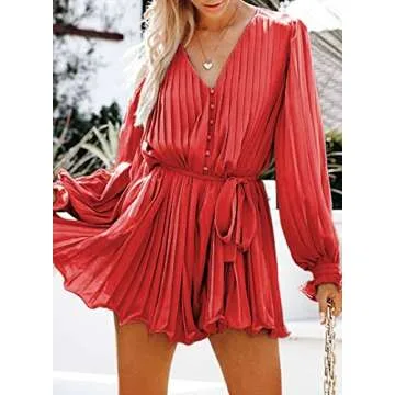 Chic Dokotoo Women's Vintage Ruffle V-Neck Jumpsuit