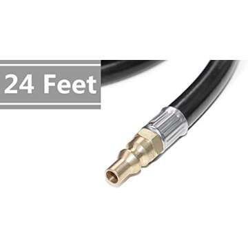 DOZYANT 24 FT Quick Connect Propane Hose for RV to Grill, RV Stove Hose Connection, BBQ Quick Release LP Gas Line for Camp Chef - 3/8 Female Flare Fitting x 1/4 Full Flow Quick-Connect Male Plug