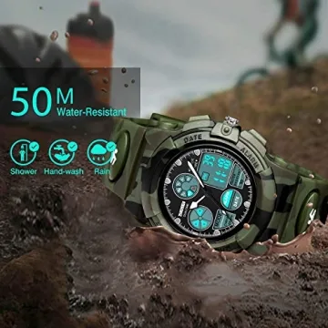Cofuo Camouflage Watch for Kids - Waterproof, Shockproof, and Multi-Functional
