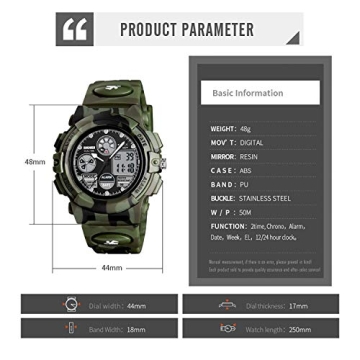 Cofuo Camouflage Watch for Kids - Waterproof, Shockproof, and Multi-Functional