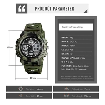Cofuo Camouflage Watch for Kids - Waterproof, Shockproof, and Multi-Functional