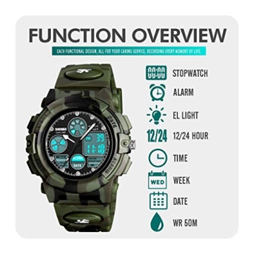Cofuo Camouflage Watch for Kids - Waterproof, Shockproof, and Multi-Functional