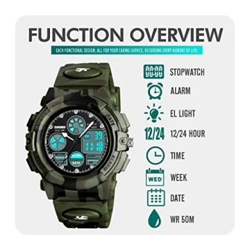 Cofuo Camouflage Watch for Kids - Waterproof, Shockproof, and Multi-Functional