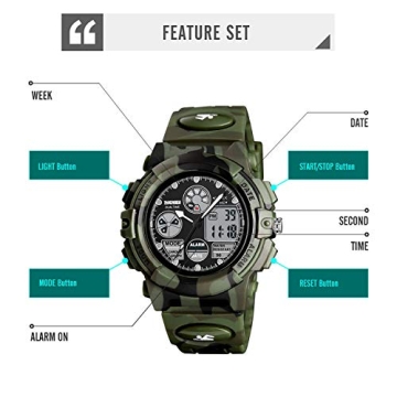Cofuo Camouflage Watch for Kids - Waterproof, Shockproof, and Multi-Functional