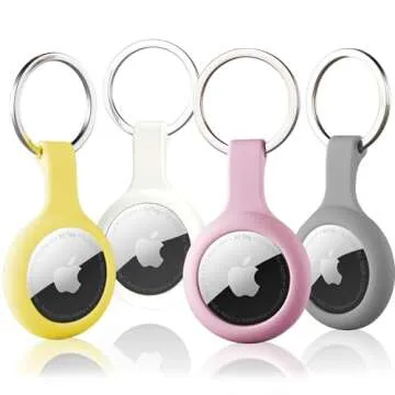 ThingsBag Apple AirTags 4 Pack Case Keychain Silicone Apple Air Tags Holder Item Finders Accessories Comes with Metal Snap Airtags Keyring Case 4 Pack