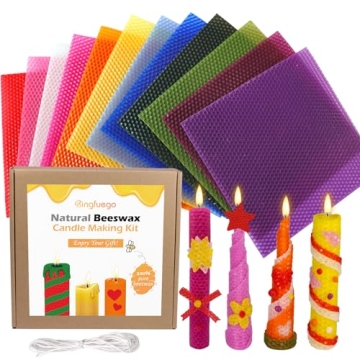 Bingfuego Beeswax Candle Making Kit for kids-12 Beeswax Sheets for Candle Making Rolling Kits, Natur...