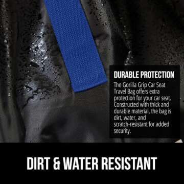 Gorilla Grip Car Seat Travel Bag for Airplane Gate Check, Easy Carry Backpack Bags Cover Carseats, Infant Baby Carriers and Toddler Booster Seats for Airplane, Child Air Travels Essential, Blue