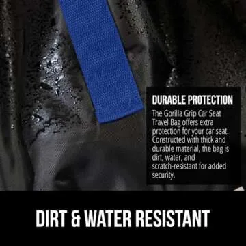 Gorilla Grip Car Seat Travel Bag for Airplane Gate Check, Easy Carry Backpack Bags Cover Carseats, Infant Baby Carriers and Toddler Booster Seats for Airplane, Child Air Travels Essential, Blue