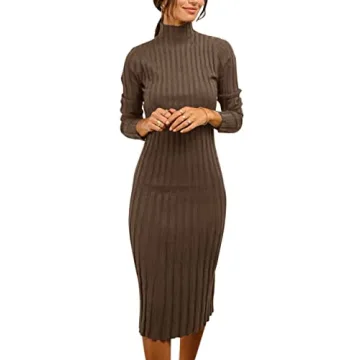 MEROKEETY Ribbed Long Sleeve Sweater Dress for Women