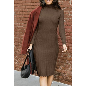MEROKEETY Ribbed Long Sleeve Sweater Dress for Women