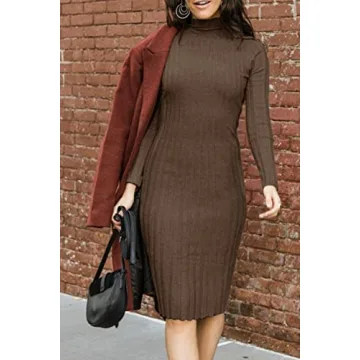 MEROKEETY Ribbed Long Sleeve Sweater Dress for Women