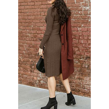 MEROKEETY Ribbed Long Sleeve Sweater Dress for Women