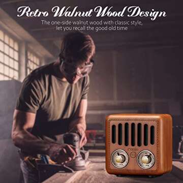 Greadio Retro Bluetooth Speaker - Vintage Cherry Wood Radio