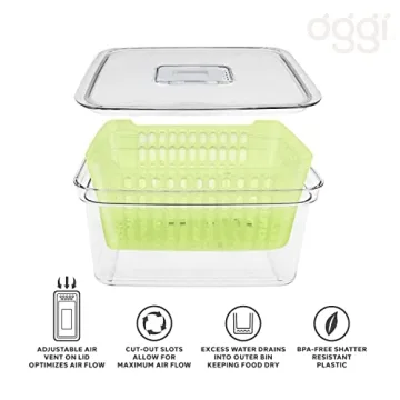 Oggi Store Fresh Veggie Bin - Keep Fruits Veggies Fresh
