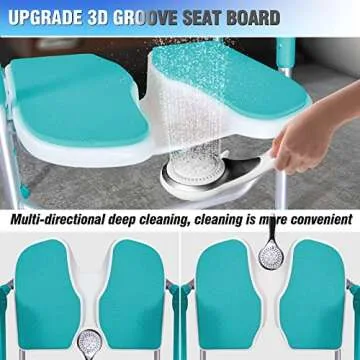 Heavy Duty Shower Chair with Arms - 350 LB Weight Capacity, Adjustable & Foldable