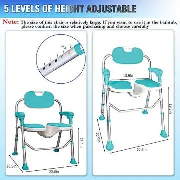 350 LB Shower Chair with Arms - Adjustable & Folding