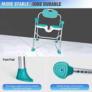 350 LB Shower Chair with Arms - Adjustable & Folding