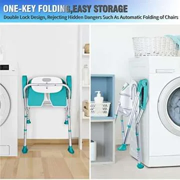 350 LB Shower Chair with Arms - Adjustable & Folding