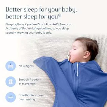 SleepingBaby Zipadee-Zip Transitional Swaddle Sack, 4-8 Month - Roomy Zipper Swaddle for Easy Diaper Changes and Proper Hip Development - Baby Swaddle Sack, Small - Classic Navy
