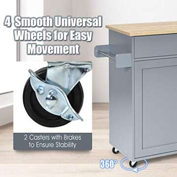 Giantex Kitchen Island Rolling Cart with Towel Rack