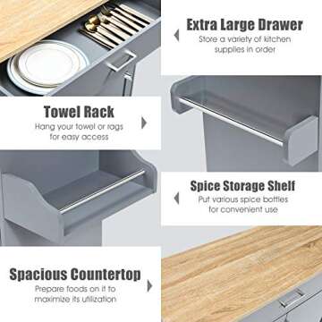 Giantex Kitchen Island Rolling Cart with Towel Rack