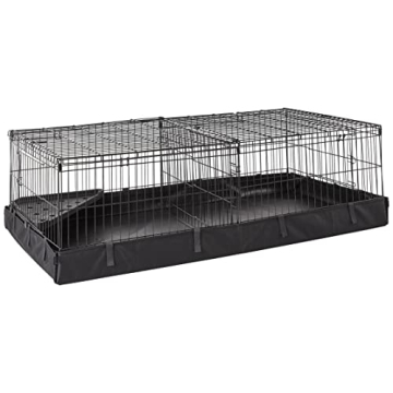 Amazon Basics Leakproof Canvas Bottom Guinea Pig Pet Cage with Divider Set, Black, 47.6"L x 24.2"W x...