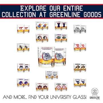 Greenline Goods Gonzaga University Whiskey Glass Set (2 Low Ball Glasses) - Contains Full Color Spike The Bulldog Logo & Campus Map - Gift Idea for Gonzaga College Grads & Alumni - Glassware