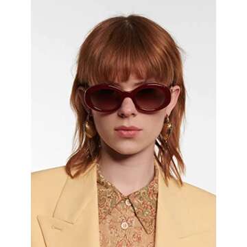 PORADAY Modern Thick Oval Sunglasses for Women Fashion Clout Goggles Retro Narrow Chunky Sun Glasses...