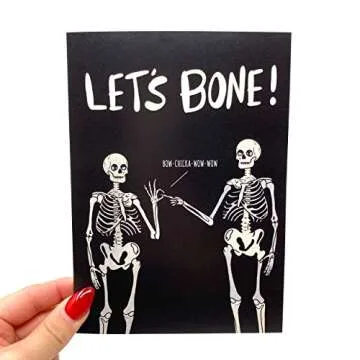 Sleazy Greetings Funny Valentine's Day Card for Husband, Boyfriend, Wife, or Girlfriend - Dirty Halloween Skeleton - Funny Birthday Card for Men or Women - Naughty Valentine's Day Card for Him or Her