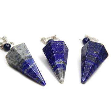Angelstones Natural Gemstone Crystal Dyed Lapis Lazuli Hexagonal Pointed Reiki Chakra Pendant Pendul...