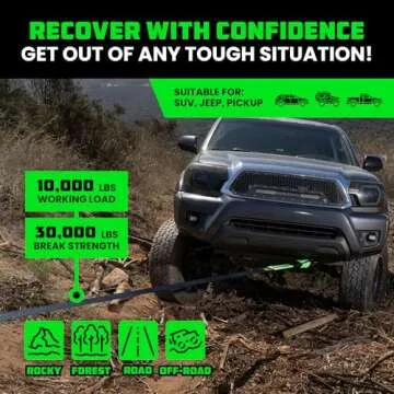 Rhino USA Recovery Tow Strap (3" x 30') - 31,518lb Break Strength - Emergency Recovery Strap Tow Rope for Truck, UTV, ATV & More - Heavy Duty Towing Strap for Offroad 4x4 Use - Compatible with Jeep