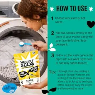 Molly's Suds Oxygen Whitener | Powerful Bleach Alternative, Chlorine Free & Color Safe | Brightens Whites and Removes Stains (Eucalyptus Scent - 79 oz)