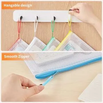 JARLINK 30 Pack 10 Colors Zipper Mesh Document Pouch, A4 Letter Size Mesh Bags for Board Games & Puzzles, Waterproof Document Zipper Pouches for Office School Supplies, Toys, Cosmetics Travel Storage