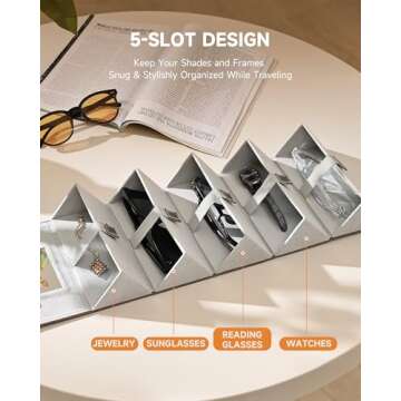 Stylish CO-Z Travel Sunglasses Organizer with 5 Slots