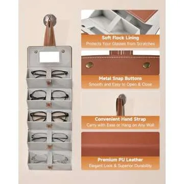 Stylish CO-Z Travel Sunglasses Organizer with 5 Slots