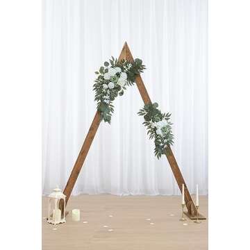 Olalaka Faux Flower Swag Set of 2 for Wedding Welcome Signs Floral Decorations, Sage Green Wedding Arch Flowers for Wedding Reception Ceremony