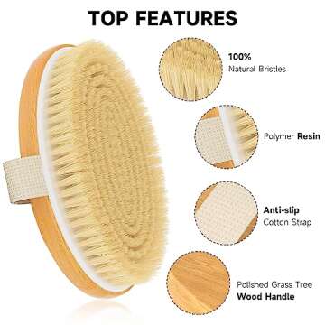 Metene Dry Brushing Body Brush, Exfoliating Body Scrubbers, Natural Bristles for Dry Skin, Improve Circulation, Stop Ingrown Hairs, Reduce Acne and Cellulite