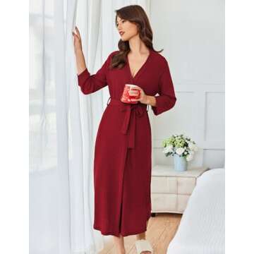 Ekouaer Women's Soft Waffle Knit Long Bathrobe